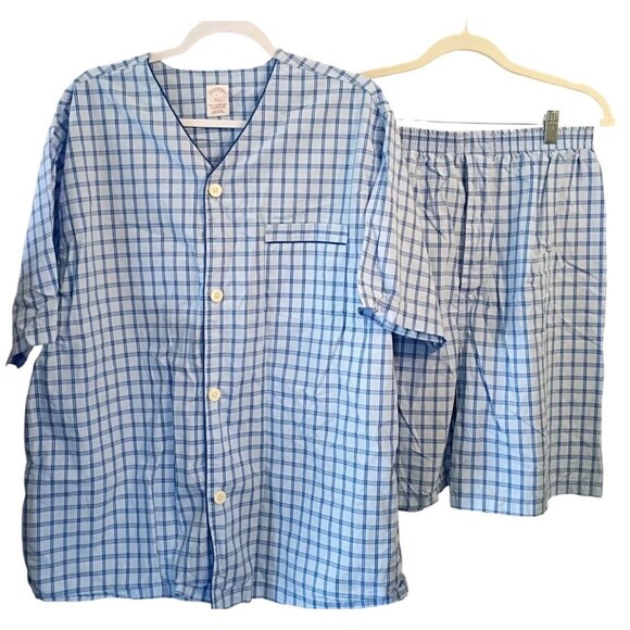 Brooks Brothers 346 Pajamas Large Short Sleeve Knee Length PJs Adult Cotton Set - Picture 1 of 3